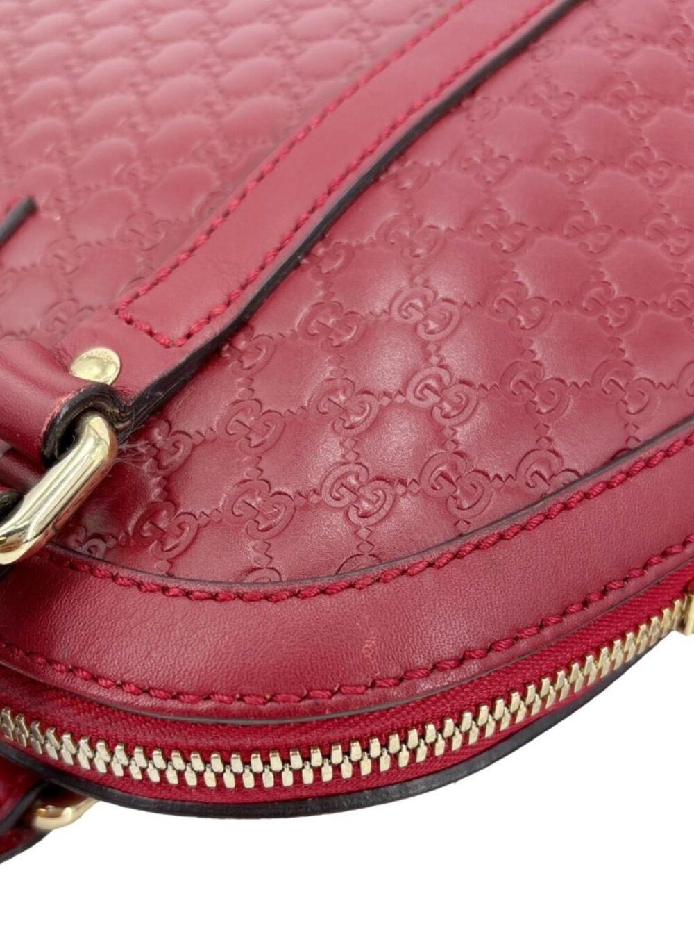 Gucci  Dome Mini Embossed Leather Crossbody Bag Red 449654 - Picture 7 of 13
